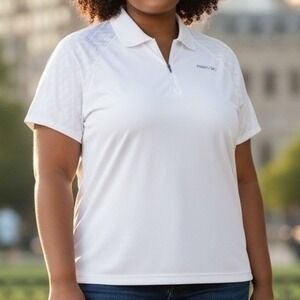 ✨Reebok Women's Plus‎ Size XXL White Athletic Golf Tennis Polo Shirt Zip Front